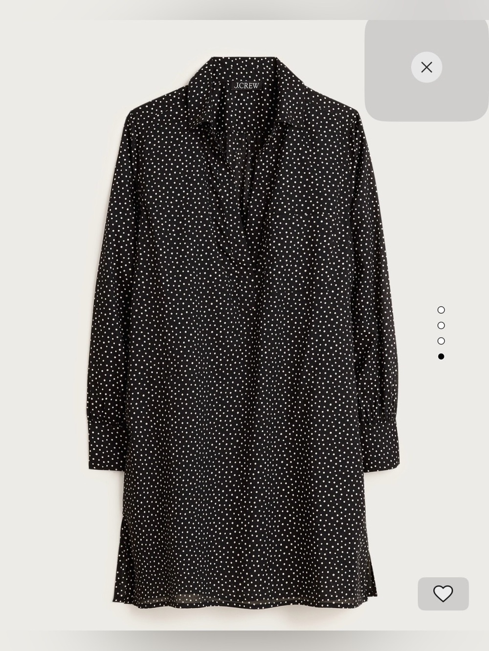 J.Crew Relaxed-fit Long Sleeve shirt-dress in cotton voile Black/White XXS